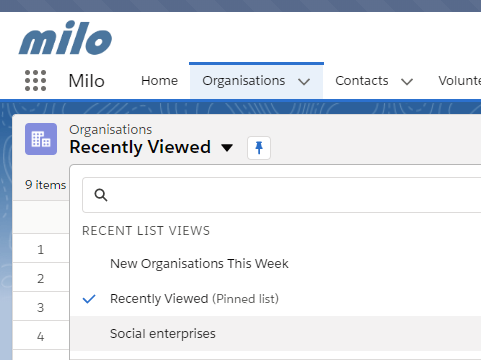 Milo org views